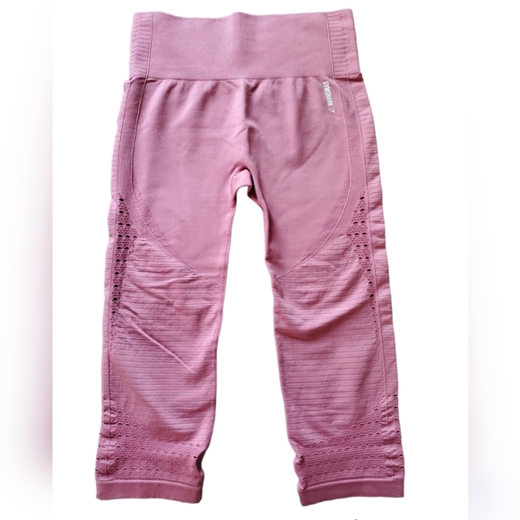 Gymshark Energy Seamless Cropped Leggings Pink Sz L - Picture 3 of 5